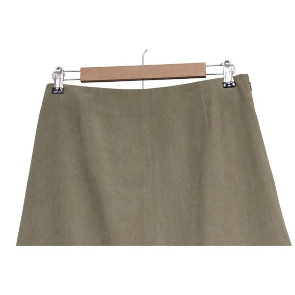 Talbots Maxi Skirt Size 10 Olive Green Perforated Boho Stretch A-Line Festival - Picture 2 of 14